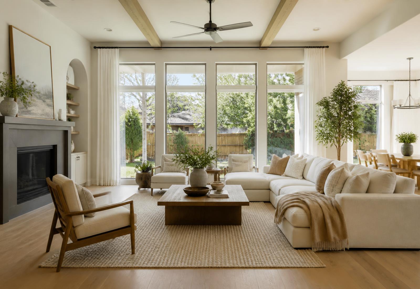 Bright, immaculately clean living room in a Rockwall home